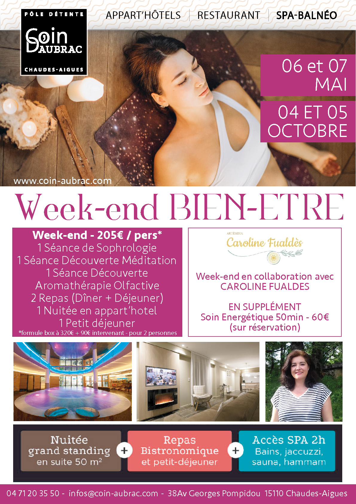 WEEK END Bien-être à Coin D’Aubrac Hôtel SPA de grand standing à Chaudes Aigues (cantal) !
