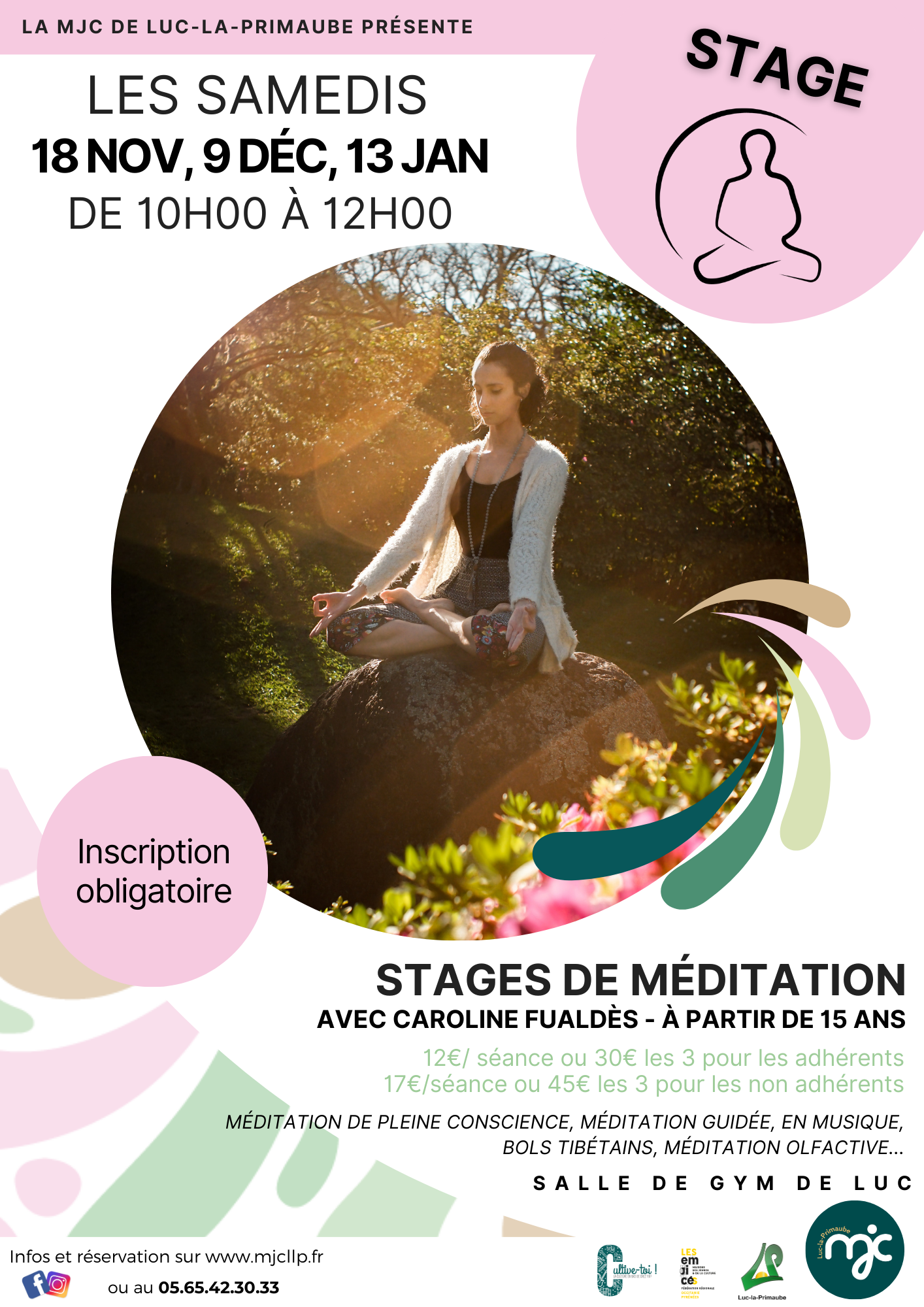 Stage de Méditation, à la MJC de Luc, prés de Rodez , Aveyron