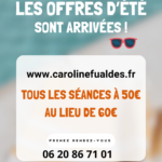 Profitez des OFFRES D’ÉTÉ ! Toutes les séances individuelles sont à 50€ au lieu de 60€ : sophrologie, méditation, coaching, soins énergétiques et naturopathie.