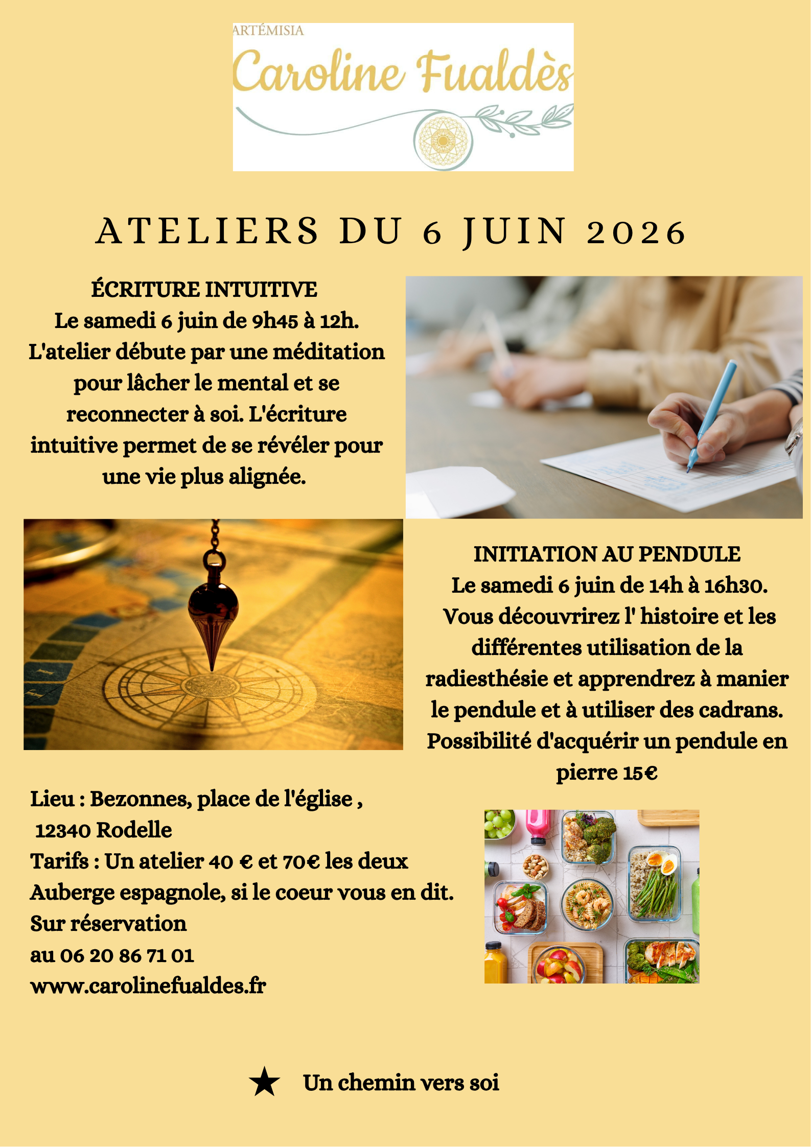 deux ateliers le samedi 6 juin 2026 à Bezonnes par Caroline Fualdès