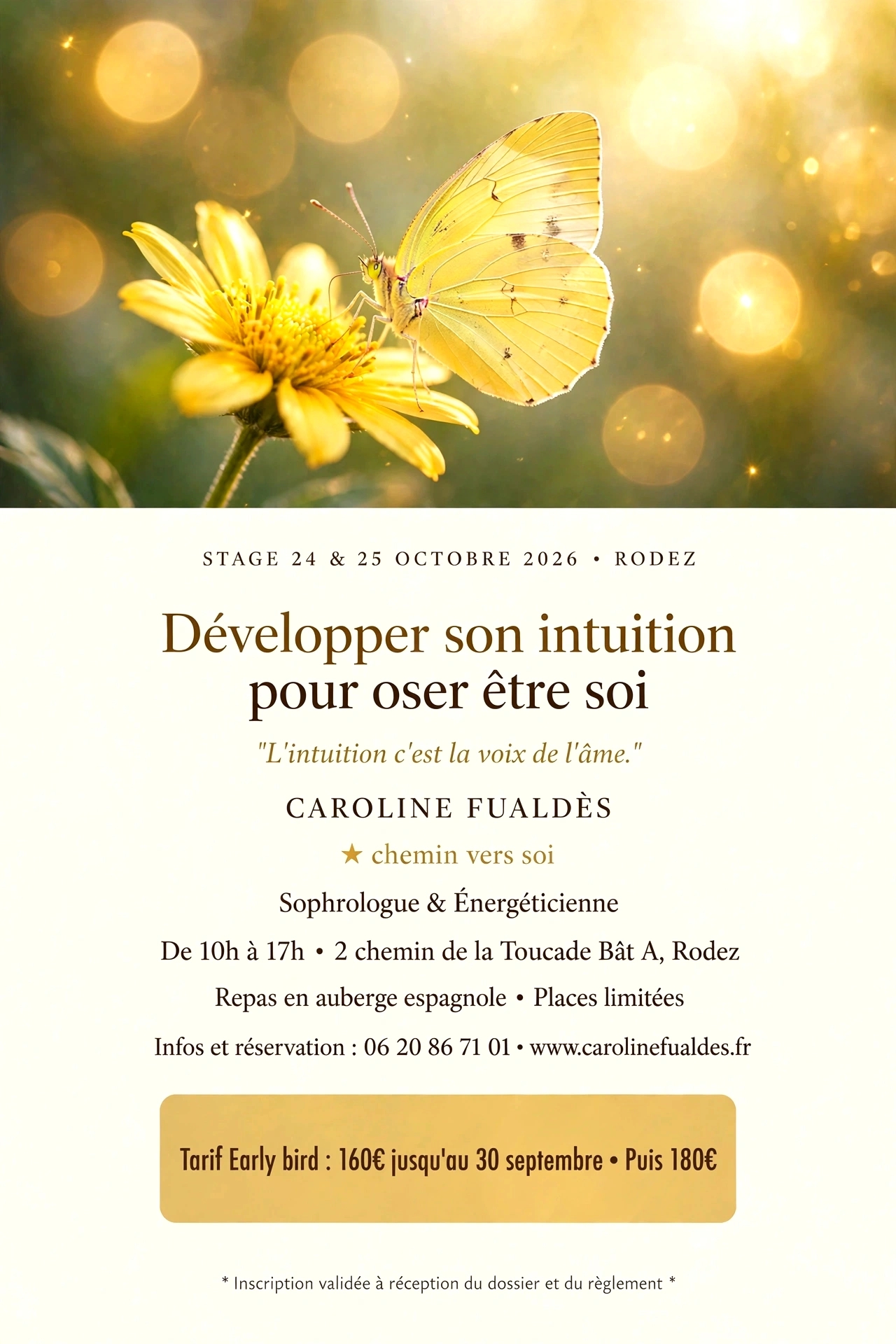 STAGE « Développer son intuition pour oser être soi » les samedi et dimanche 24 & 25 octobre 2026 à Rodez, Aveyron.
