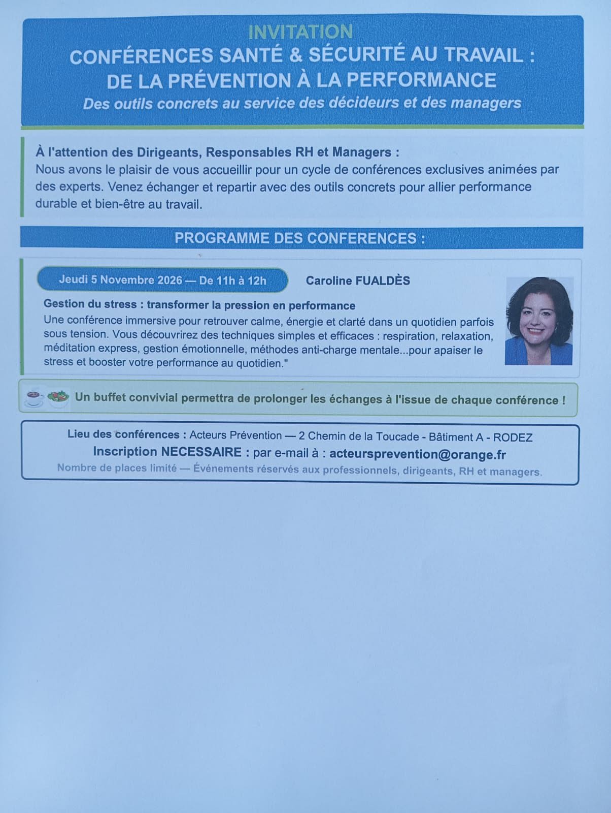 CONFÉRENCE 5 novembre 2026 RÉSERVÉE AUX PROFESSIONNELS – DIRIGEANTS, RH ET MANAGERS – RODEZ AVEYRON
